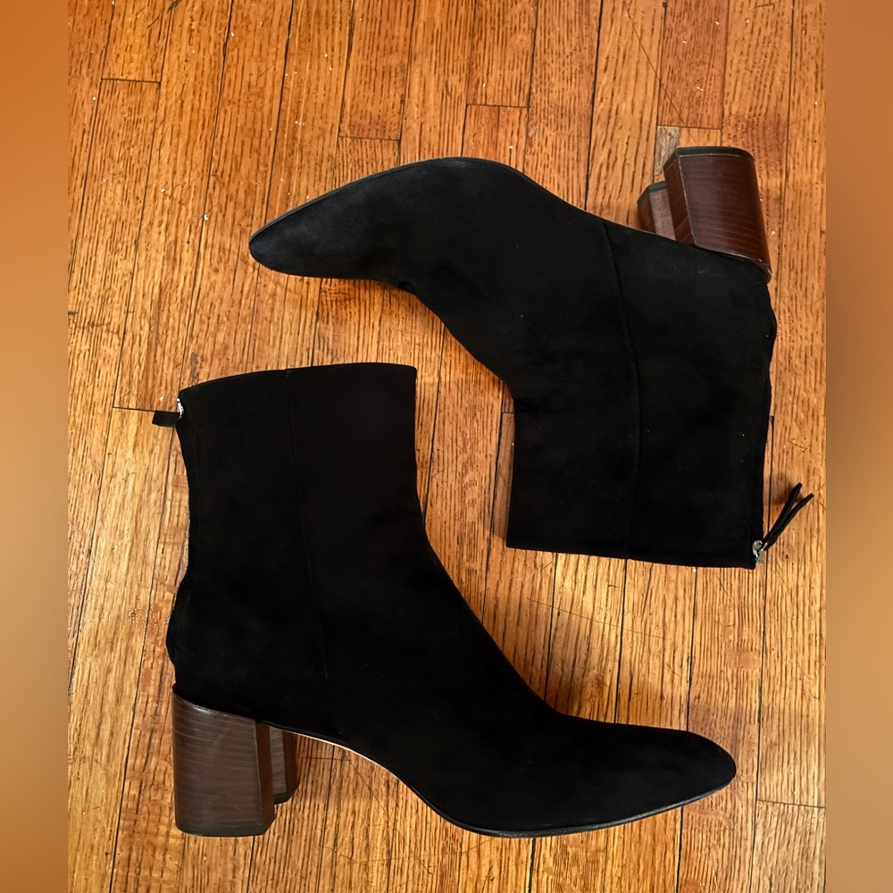 Theory Block Heel Bootie in Suede